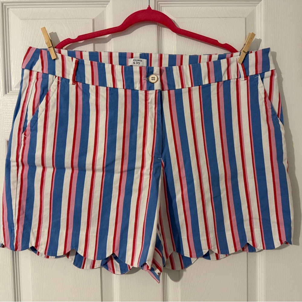 Striped Red and Blue Women's Shorts